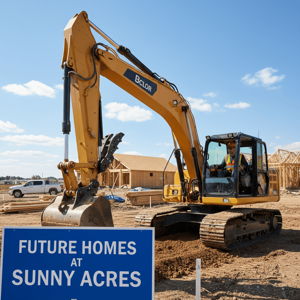 Excavation equipment performing site grading work