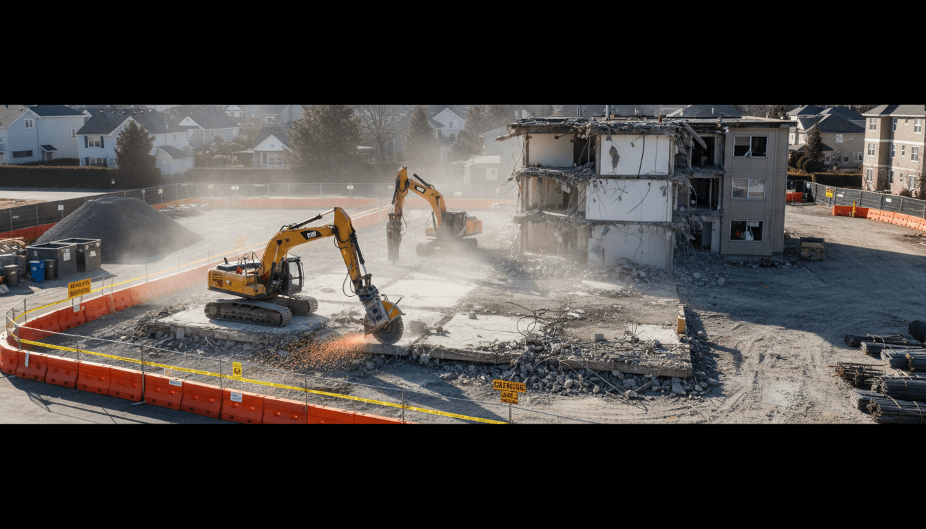 Demolition cleanup and site clearing completed