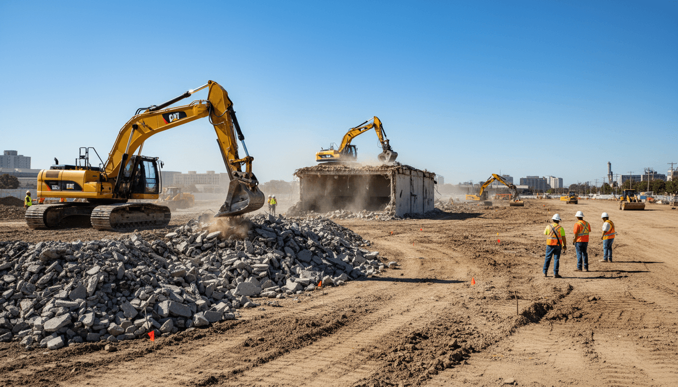 Heavy equipment operation on commercial project